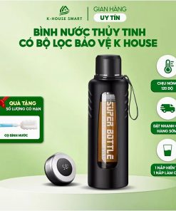 Bình pha trà thuỷ tinh chịu nhiệt có lọc bã trà và vỏ bảo vệ chống nóng K-House Smart tặng kèm cọ vệ sinh bình