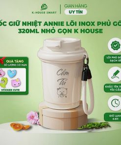 Cốc giữ nhiệt Annie inox 316 lõi phủ gốm K House Smart, bình uống nước cà phê 320ml – nhỏ gọn tặng kèm sticker