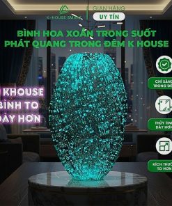Bình hoa xoắn hiện đại trong suốt phát quang trong bóng tối decor nhà cửa K- House Smart