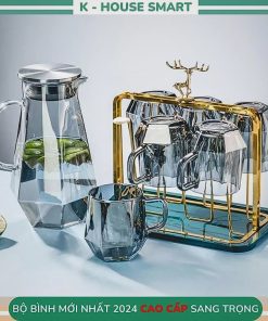 Bộ bình nước thuỷ tinh để bàn K-House Smart