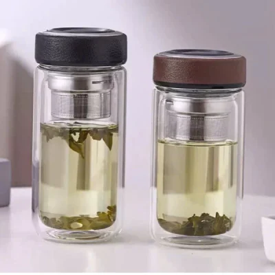 Bình pha trà thủy tinh Woody 2 lớp cực dày đẹp cao cấp có lọc bã trà bằng inox K House Smart